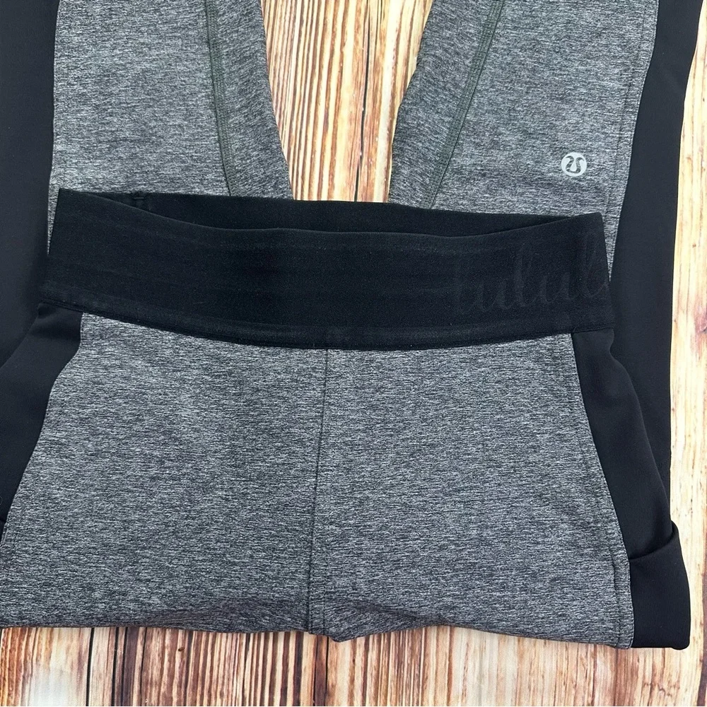 Lululemon Athletica Box It Out Tight Heathered Black / Black Leggings Size 4